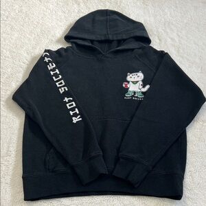 Riot Society Black Kids Hoodie with Cat Graphic